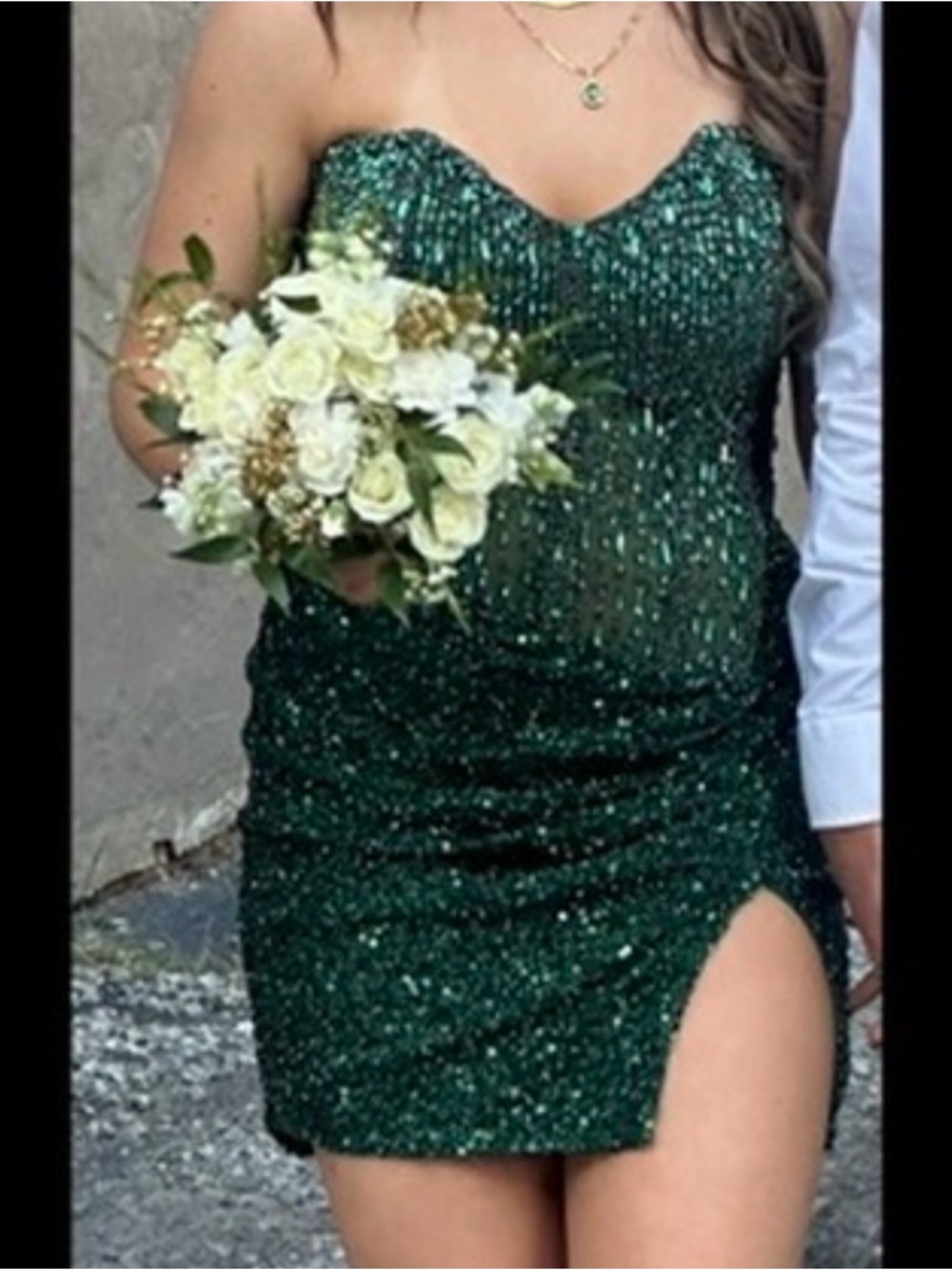 Sherri Hill Emerald Green Sequin Strapless Mini Dress
